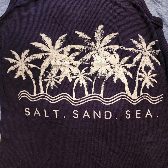 Navy Palm Tree Graphic Tank Top - Picture 3 of 4